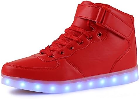 TULUO Kid &amp; Men &amp; Woman USB Charging LED 7 Colors Light High Top Sneakers Light shoes Red 39 EU - 5.5 UK