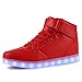 Produktbild TULUO Kind u. Männer u. Frau USB-aufladende LED 7 Farben-helle hohe SpitzenSneakers Helle Schuhe Rote 26 EU