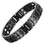 Rainso Mens Black Titanium Steel Magnetic Bracelet With 3500 Gauss 4 Element Double Strength Magnets Wristband Magnetic Bracelets…