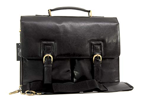 Preisvergleich Produktbild ASHWOOD - Leder - Robuste Aktentasche / Laptoptasche Gareth - Schwarz