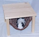  Hängemattengestell mit 1 Hängematte für Meerschweinchen, Kleintiere, Muster braun mit weissen Punkte