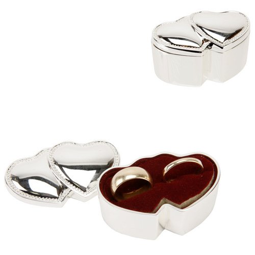 Sophia Versilbert Ring Box - Doppel-Herz