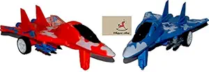 Vibgyor Vibes Push and Go Friction Fighter Jet Aeroplane Toy for Kids. Random Colour Shall be Sent. Set of 2