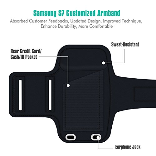 EOTW Sportarmband HandyhÃ¼lle universell passend fÃ¼r Samsung Galaxy S7/S6/S5, Ideal fÃ¼r Sport, Freizeit aber auch in der Arbeit praktisch zu verwenden (5,1 Zoll, Schwarz)