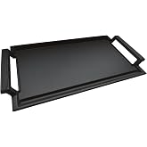 COVERCOOK Cast Iron Frying Pan, Grill Pan, Rectangular Grill, 43 x 23 cm, Flat Pan for Induction Hob, with 2 Handles, for Ope