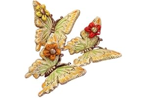 HANDMADE Le Ceramiche Del Re, Farfalle Decorative in Ceramica da Appendere, Set da Tre Farfalle, Decorata a Mano