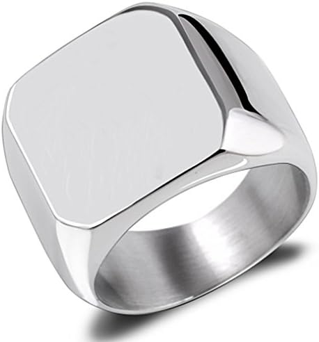 Stainless Steel Vintage Style Biker Signet Rings for Men Polished Band Ring Pinkie Ring Size 6-15 (X 1/2)