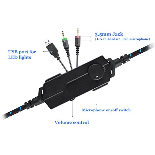 EasySMX Cascos Gaming  K5 Gaming Headset con Drivers Neodimio 40mm  Auriculares PS4 con 3 5mm Audio Jack y Micr  fono Oculto  Compatible con PC  PS4 Negro Azul 