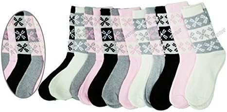 Ladies 12 Pairs Winter Warm Women's Designer Thermal Outdoor Hike Socks (Aztec)
