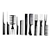 Ularma 10Pcs Black Pro Salon Hair Styling Hairdressing Plastic Barbers Brush Combs Set