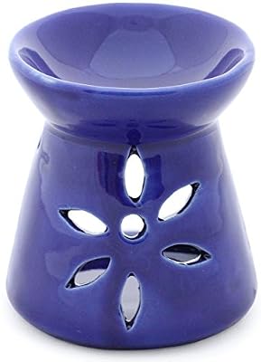 SouvNear GRANDE VENTE - SouvNear 8,9 cm Fait à la Main Bleu Céramique à Essentiel Huile Diffuseur / Huile Brûleur / Votive Porte-Bougie / Lumière Photophore Lanterne - Aromathérapie Cadeaux de Yoga