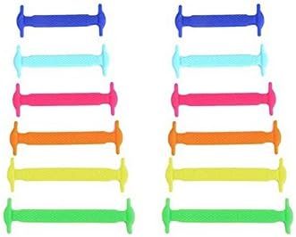 RUIIO 12pcs Kids Children Silicone Elastic Sports No Tie Shoelaces Shoe Laces Lazy Shoelaces (Multicolor)
