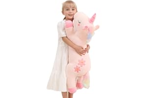Dalmao 80cm Riesiges Einhorn Plüschtier, Rosa Einhorn Umarmung Kissen Lendenwirbelkissen, Körper Kissen für Kinder Jungen und Mädchen Geburtstage, Ostern
