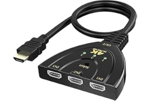 WeFly 4K HDMI Switch 3 in 1 Out 4K@30Hz, 3-Port HDMI Splitter Hub Switcher Auto Switching UHD 3D HDR HD 1080P HDCP, for HDTV, PS5/4, Xbox, Fire Stick