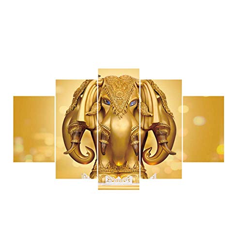 Preisvergleich Produktbild ChuangYing Indische Elefanten umrahmt Wand Aufkleber fünf Ölgemälde Kombination Dekoration Wandtattoo