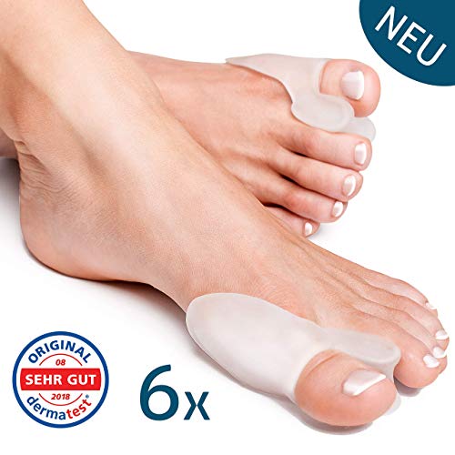 DERMATEST: SEHR GUT - Hallux Valgus Zehenspreizer Transparent [6x] - Zufriedenheitsversprechen - BPA Frei - Super weich dank Soft Gel Silikon - Universalgröße