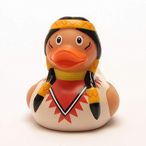 Quietscheente Indianerin Ente, Gummiente, Quietscheentchen, Badeente, Quietsch Ente, Sammelfigur, Gummi Bade Spielzeug, LiLaLu, 2065 - 3