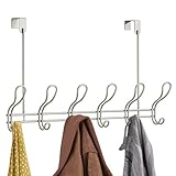 mDesign Hakenleiste – 12 Garderobenhaken für die Tür in Flur und Bad – Aufbewahrung für Mäntel, Jacken, Bademäntel, Handtücher – Satin - 3