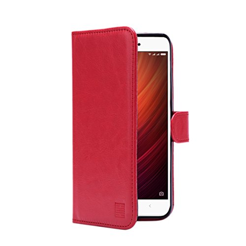 32nd   Funda Flip Carcasa de Piel Tipo Billetera para Xiaomi Redmi Note 4 con Tapa y Cierre Magn  tico y Tarjetero - Rojo