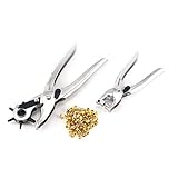 Jasnyfall BERRYLION Ledergürtel Locher Zange Öse Puncher Armband Strap Lederhandwerk Drehen Nähen Puncher Tasche Setter Werkzeug Silber