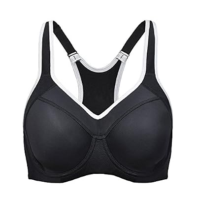 SYROKAN Femme Soutien-Gorge de Sport à Armature Grand Maintien Dos Nageur Noir FR:95E