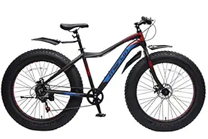 Marlin Bikes, Marlin Thor Aluminum-Alloy Fatbike, 26x4.9 inch wheel, 7 speed shimano gears with dual disc tektro brakes, 18 inch aluminum alloy frame (Thor Black/Red/Blue)