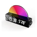 Petyoung Sunrise Alarm Clock Multi Color Bedside, Touch Control Bedside Lamp Dimmable Multicolor, Led Digital Clock Wake Up Light For For Heavy Sleepers Adults