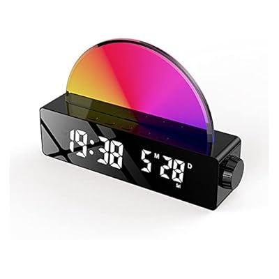 Petyoung Sunrise Alarm Clock Multi Color Bedside, Touch Control Bedside Lamp Dimmable Multicolor, Led Digital Clock Wake Up Light For For Heavy Sleepers Adults