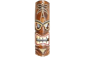 COCO PAPAYA Tiki Mask H50 cm Wooden Coconut Decoration Tahiti Hawaii