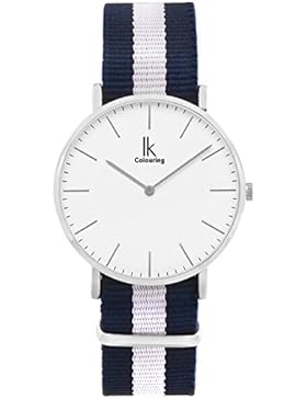 Alienwork Quarz Armbanduhr elegant Quarzuhr Uhr modisch Zeitloses Design klassisch Nylon silber blau U04819L-01