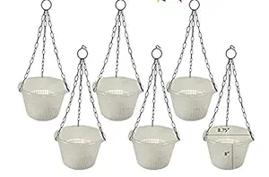 KHOJI Orchid Hanging Flower Pots, Plastic Flower Pots/Wall Planters/Hanging Vases Mounted Succulent Air Plants Pots, Modern Indoor Decor for Home and Office- Set of 6 Pots
