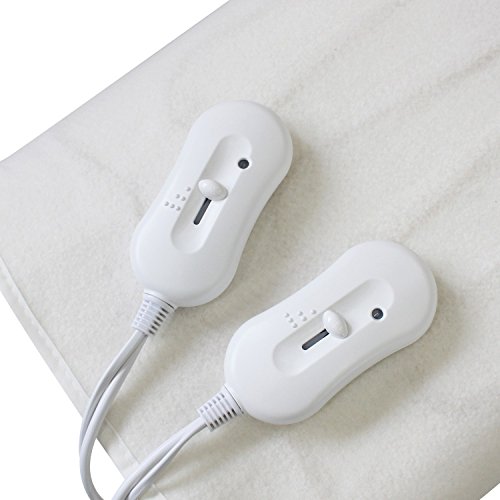 Todeco - Surmatelas Chauffant, Chauffe Lit - Standards/Certifications: CB - Longueur du Cable d'alimentation: 2 m - Double, 160 x 140 cm, 2x60W, Blanc, Commande Manuelle, Polyester