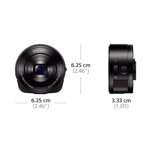 Sony DSC-QX10 Fotocamera Lens-Style per Smartphone, Sensore CMOS Exmor R da 7,76 mm e 18,2 Megapixel, Obiettivo Sony G con Zoom Ottico 10x, Nero