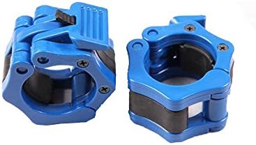 Toweter Pair of 2" Locking Collars Clamp Hook Grip with Quick Release Secure Snap Latch For Standard Olympic Barbell (Blue)