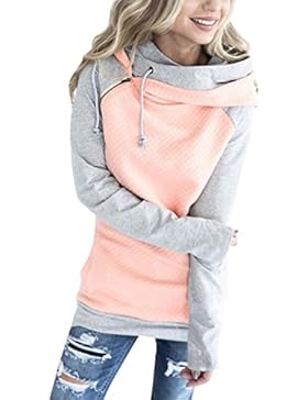 Helury Damen Hoodie Sweatshirt Kaputzen Pulli Pullover Kontrastfarbe Kaputzenpullover Sweater Oberteile