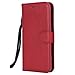 Produktbild DENDICO iPhone SE/iPhone 5 / iPhone 5S Hülle, Leder Wallet Tasche Handyhülle mit Standfunktion und Kartenfach, Magnetverschluss Flip Etui TPU Schutzhülle für Apple iPhone SE / 5 / 5S - Rot