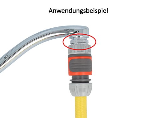 tecuro Mischdüse – Adapter für Armaturen M24x1 auf 3/4 Zoll , verchromt - 4