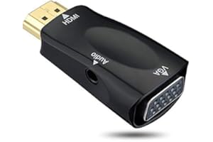 REY Adaptateur HDMI vers VGA vers VGA/Jack Femelle Noir 3.5 mm Connecteurs dorés