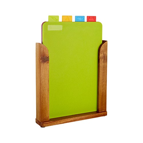 Premier Housewares Schneidebrett-Set mit Holzständer, 4 Stück - 6