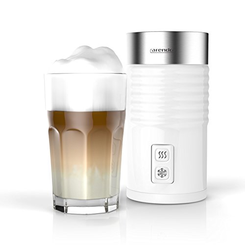 Arendo milkloud Milchaufschäumer automatisch | milk frother | rostfreies Doppelwanddesign | 2-Tasten für Warm- und Kaltaufschäumen | Soft-Touch-Oberfläche | Überhitzungsschutz durch automatische Abschaltfunktion | antihaftbeschichtet | 360° Basisstation | weiß / silber (gebürsteter Edelstahl) - 4
