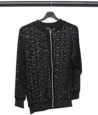 GirlTalkFashions Womens New Lace Detail Plus Size Zip Front Bomber Jacket