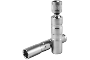 ORTVIAI 2 Pièces de Cle a Bougie, Douille Bougie 14mm / cle a Bougie 16mm, Outil de Démontage de Bougies, Douille à Bougie Pivotante à Paroi Mince 12 Pans 3/8 Pouces CR-V, Outil Spécial pour Automobiles