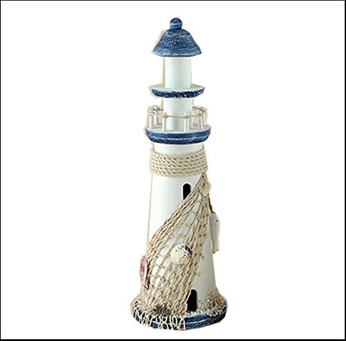 Blue / White Nautical / Seaside Theme Wooden Lighthouse (B)
