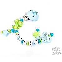 Schnullerkette mit Namen - Kleiner Prinz - Traktor - Schutzengel - Stern - Junge - D003