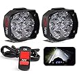 ELTRON TURBO ELT87 Original 9 LED Fog Light/Lamp Waterproof, Head Lamp, Bar Light Universal For All Bike, Scooty, Motorcycle Work Lamp for Off-Roading (Pack of 2, Switch) 12V DC 15W, White light