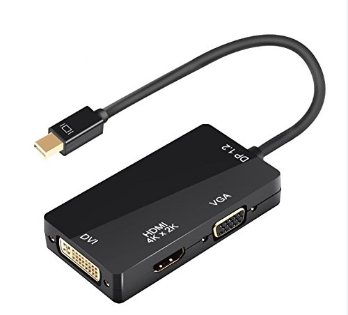 ESYNiC 4K x 2K 3 in 1 Mini DisplayPort Adapter Displayport 1.2 zu DVI VGA HDMI Kabel Konverter für MacBook MacBook Pro iMac MacBook Air Mac mini Surface pro 1 2 3 ThinkPad Carbon X1 - Schwarz