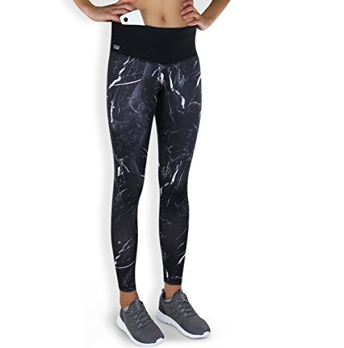 Formbelt Women's Running Pants with Pocket long leggins stretch pants hip bag for Smartphone Iphone Mobile Key (Italy Marmor, S)