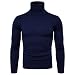 Produktbild Swallowuk Strickwaren Herren Langarm Slim Fit Hohe Kragen T-Shirt Tops Herbst Winter Jacke Outwear Mantel Sweatshirt Pullover Langarmshirt (XL, Marine)