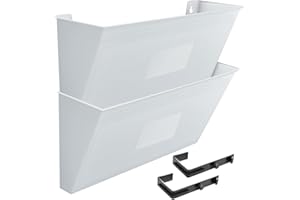 Acrimet Wall Mount Pocket File Organizer Holder Modular Letter Size A4 Plastic (Hangers Included) (White Color) (2 Pack)