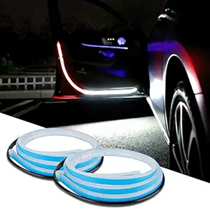 FABTEC Car Door Warning LED Strip Light 144 LED Interior Door Safety Matrix Moving Light for Car (Set of 2) (Red & White)